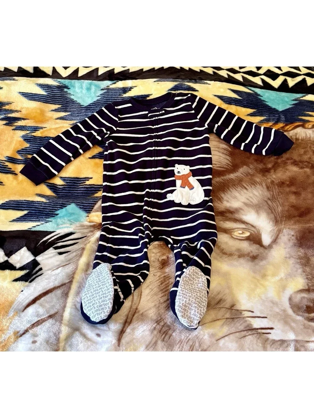 Lot of 2 Carter's Child of Mine Fleece Footed Pajamas Sleepers Size 2T